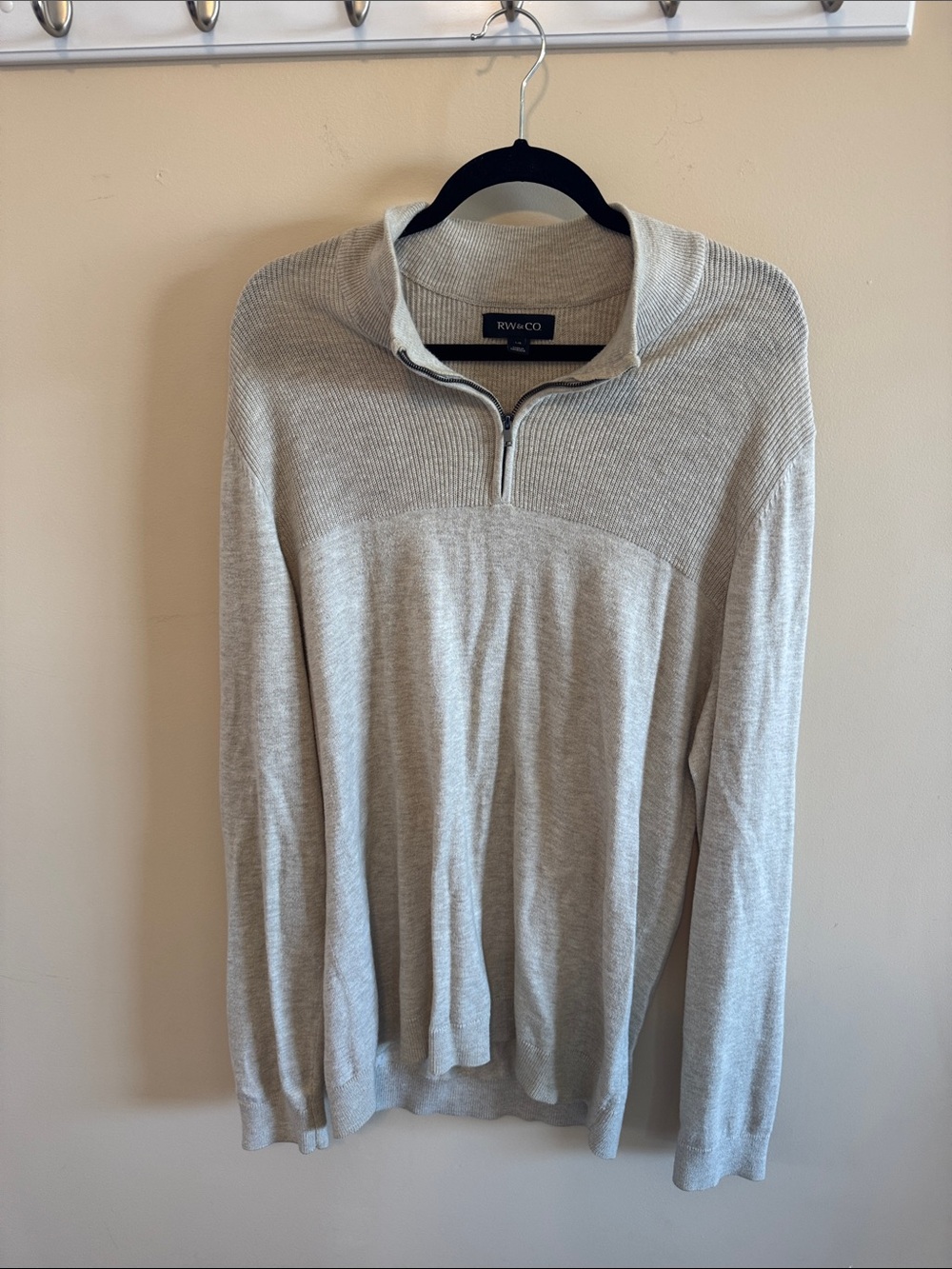 RW&CO. Men's Light Gray Quarter-Zip Knit Sweater